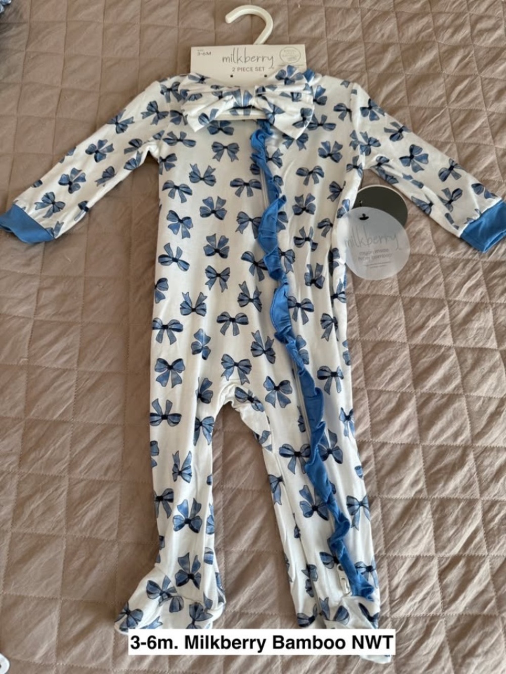 3-6m. Milkberry Bamboo Footie Sleeper NWT